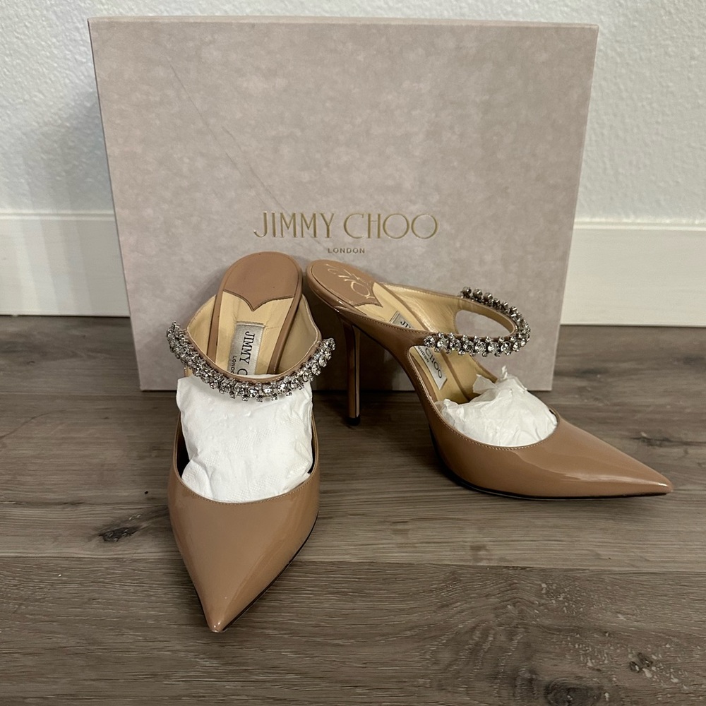 Jimmy Joo- Bing Crystal Embellished Patent Mule
